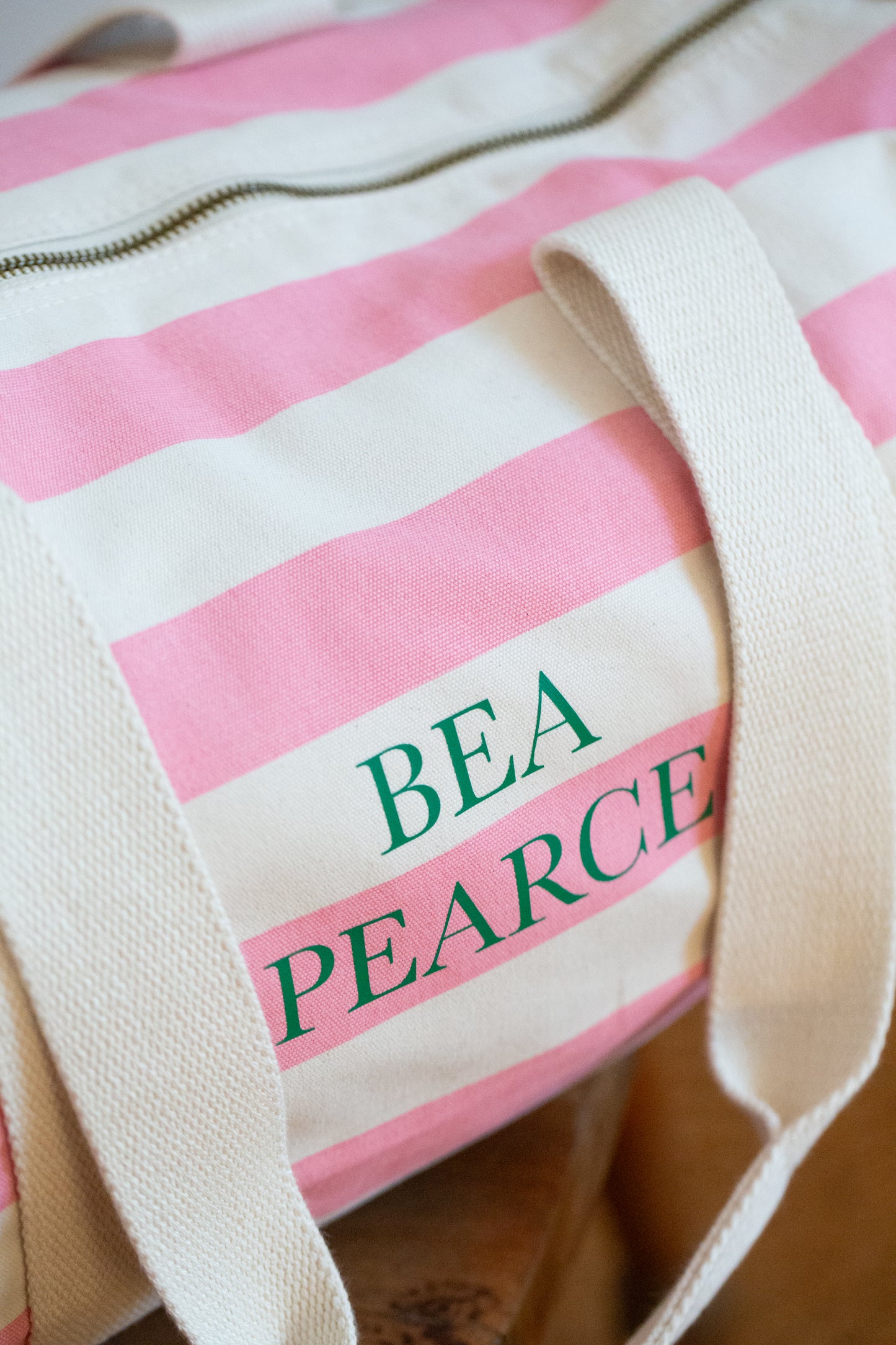 Personalised Striped Holdall - Pink