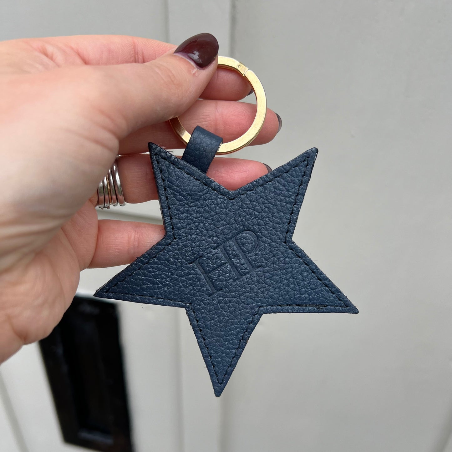 Gold cowhide Star Keyring