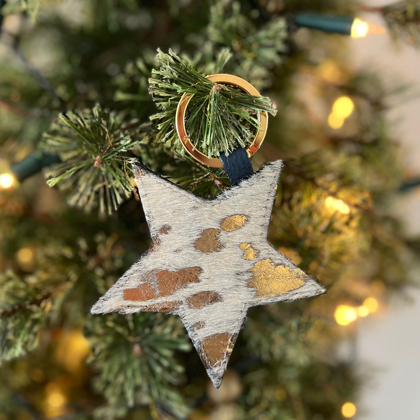 Gold cowhide Star Keyring