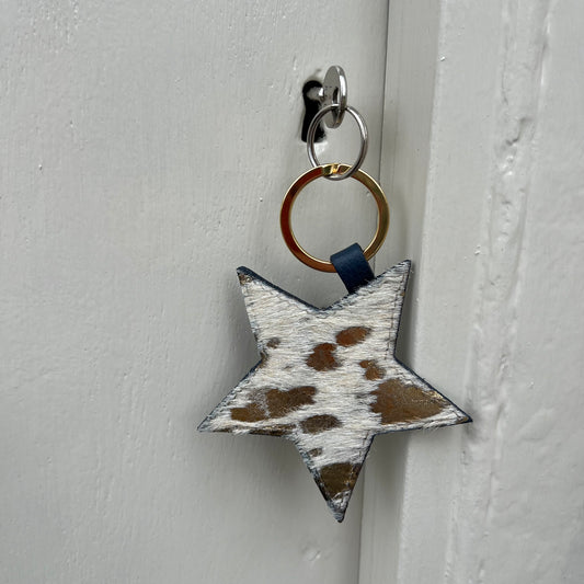 Gold cowhide Star Keyring