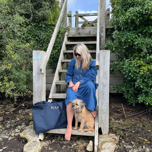 Personalised Initial Navy Tote Bag - Classic - Hariette Pearce